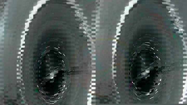 Interior view of FS2 valve during wireline intervention, where the Well Stroker successfully closed the ball valve using a tractor-conveyed toolstring.