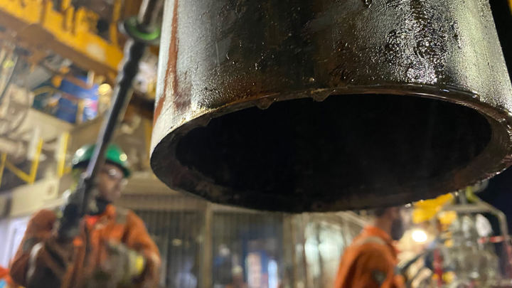 Offshore engineers using Well Cutter to cut tubing and control line flatpack during plug and abandonment operations.