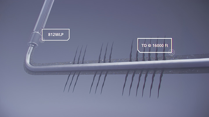 3D illustration of a horizontal wellbore at 16,000 ft with a Welltec Light Packer preventing sustained casing pressure and methane leakage.