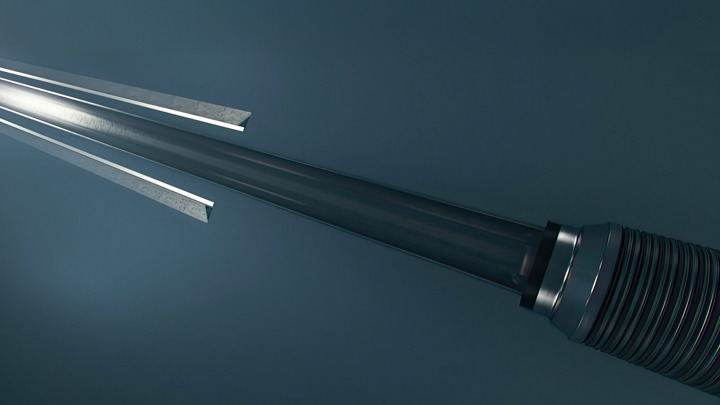 Cross-sectional view of the Welltec Annular Barrier (WAB), showing cement assurance for high-pressure multi-zone fracturing applications.