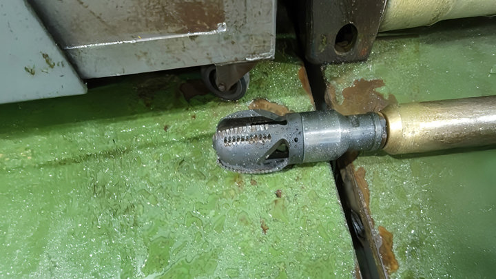 Close-up of a milling tool after a successful breakthrough milling operation during a well intervention in the North Sea.